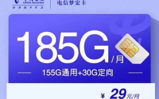 电信梦宏卡29元185G定向流量升级套餐